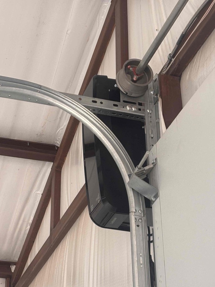 Garage door opener motor and pulley assembly detail